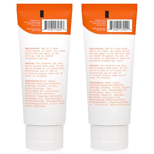 Carpe sweat absorbing foot lotion bottle ready for nighttime use on feet.