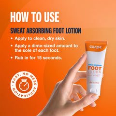 Carpe lotion with quick-drying formula for comfortable feet.