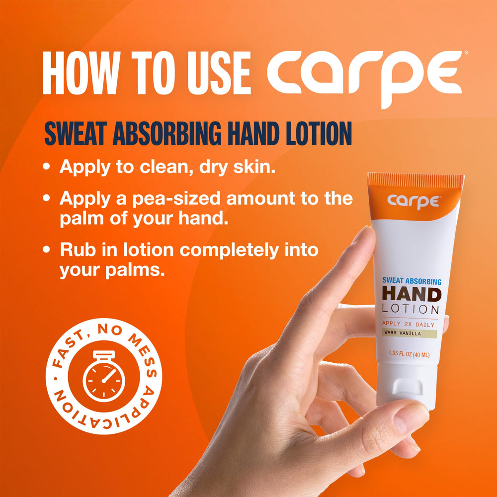 Two-pack box packaging of Carpe sweat-absorbing hand lotion