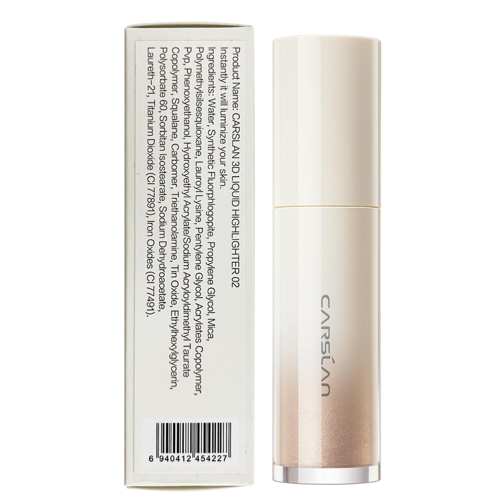 CARSLAN 3D Liquid Highlighter Champagne Gold packaging front looks premium.