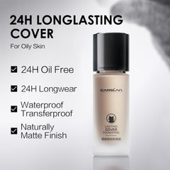 CARSLAN Lasting Cover Foundation close-up reveals poreless, smooth complexion