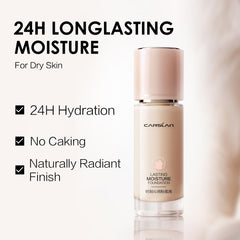 CARSLAN foundation close up reveals blurred pores for a refined complexion.