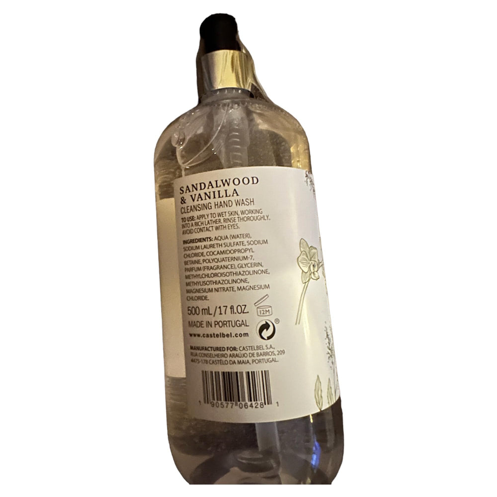 Castelbel Hand Wash Sandalwood Vanilla packaging shot presents a gift-ready bottle.