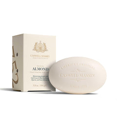 Caswell-Massey Almond Natural Bar Soap packaging highlights premium quality and gift readiness.