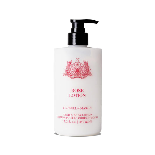 Caswell-Massey Rose Lotion pump bottle delivers fast-absorbing moisture for daily use