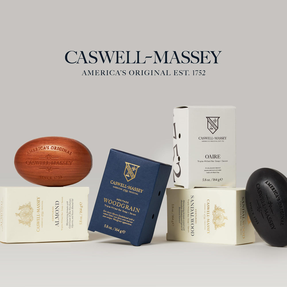 Caswell-Massey Woodgrain Sandalwood bar texture close-up