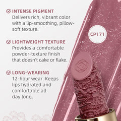Catkin Moist Lipstick 171 close-up texture highlights creamy, smooth application