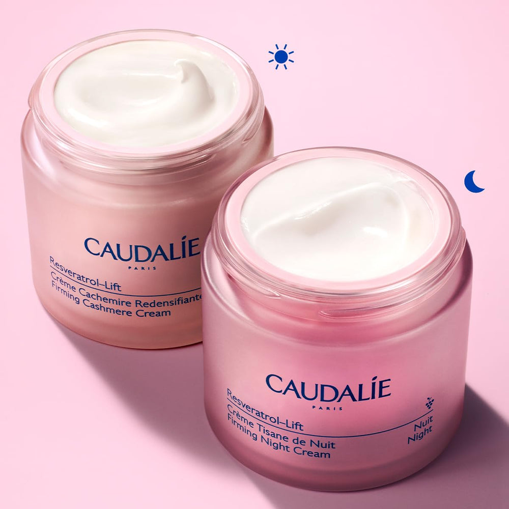 Refill pod being inserted into Caudalie Resveratrol-Lift glass jar