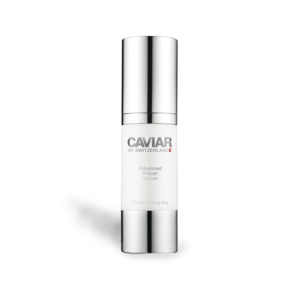 Caviar of Switzerland hydrating extract serum bottle close-up for radiant skin