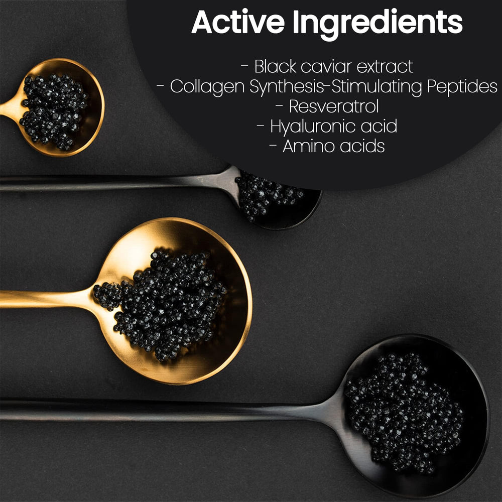 Caviar of Switzerland peptide-rich serum on skin sample hints lift