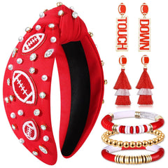CEALXHENY game day headband in red and white adds team spirit and comfort during cheering.
