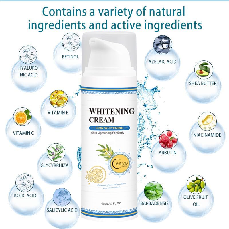 Ceavo Skin Whitening Cream label detail with brand information