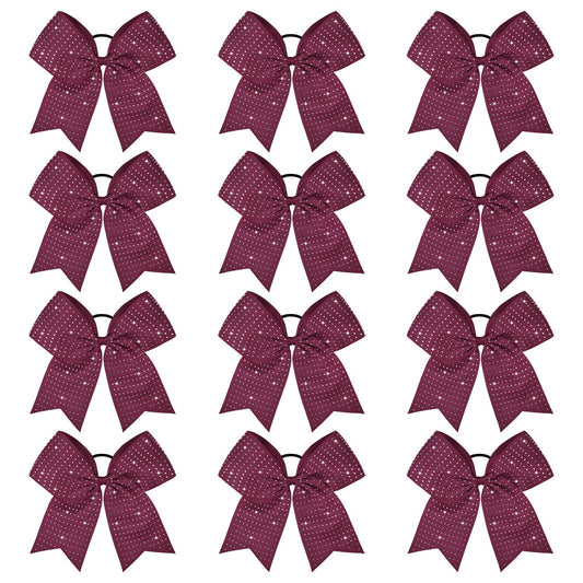 CEELGON burgundy glitter cheer bows with 8-inch span for game-day styling.