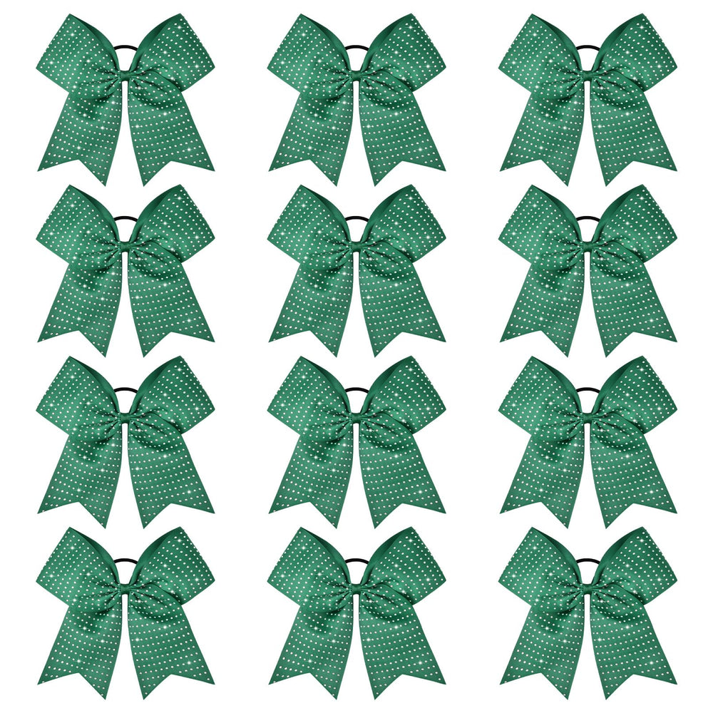 CEELGON forest green glitter cheer bow 1 adds bold sparkle for ponytails during sports