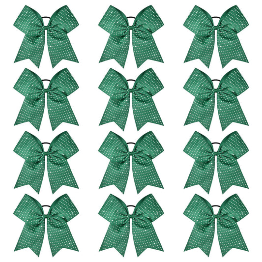 CEELGON forest green glitter cheer bow 1 adds bold sparkle for ponytails during sports