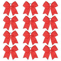 CEELGON red glitter cheer bow with 8-inch ribbon for bold game day flair