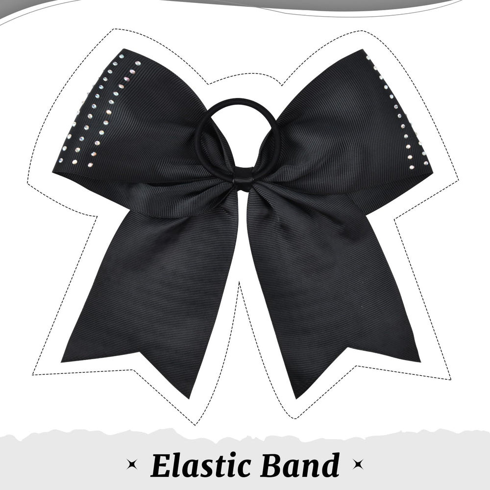 CEELGON 12-piece black glitter cheer bows heat-sealed grosgrain ends ensure durability.