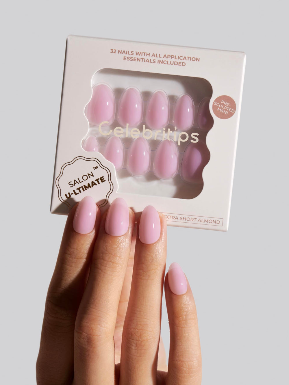 Celebritips Salon U-ltimate 32-nails kit includes 16 sizes for a precise fit.