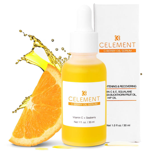 Celement C Berry Oil Serum bottle for radiant, hydrated skin.