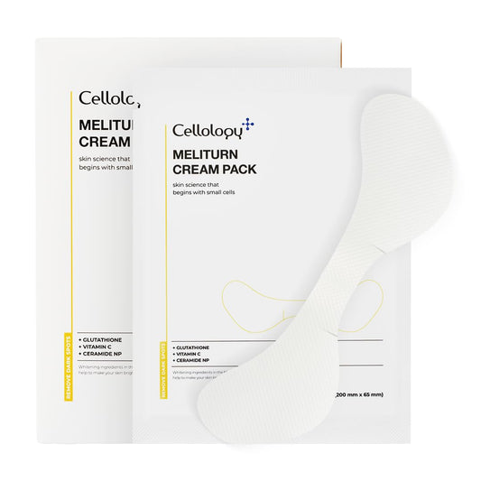 Cellology Meliturn Cream Pack box shown for daily skincare routine.