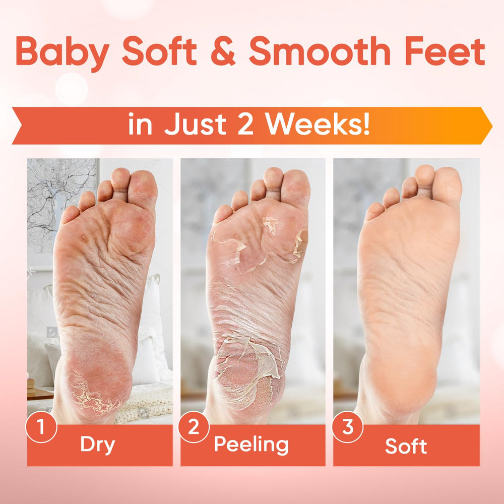 CÉLOR Foot Peel Mask packaging showing easy at-home use and soothing lavender scent.