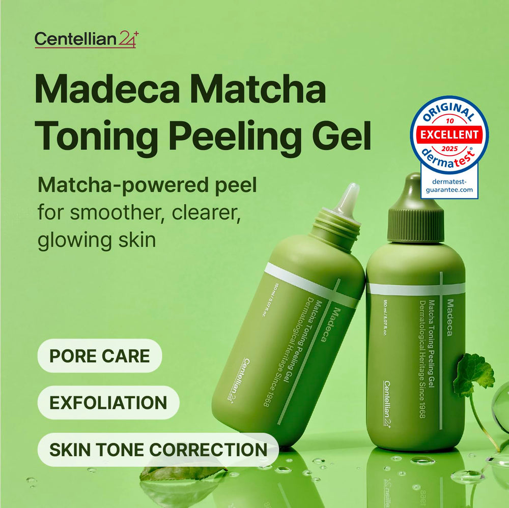 CENTELLIAN 24 Madeca Matcha Peeling Gel texture close-up signaling smooth, refreshed skin.