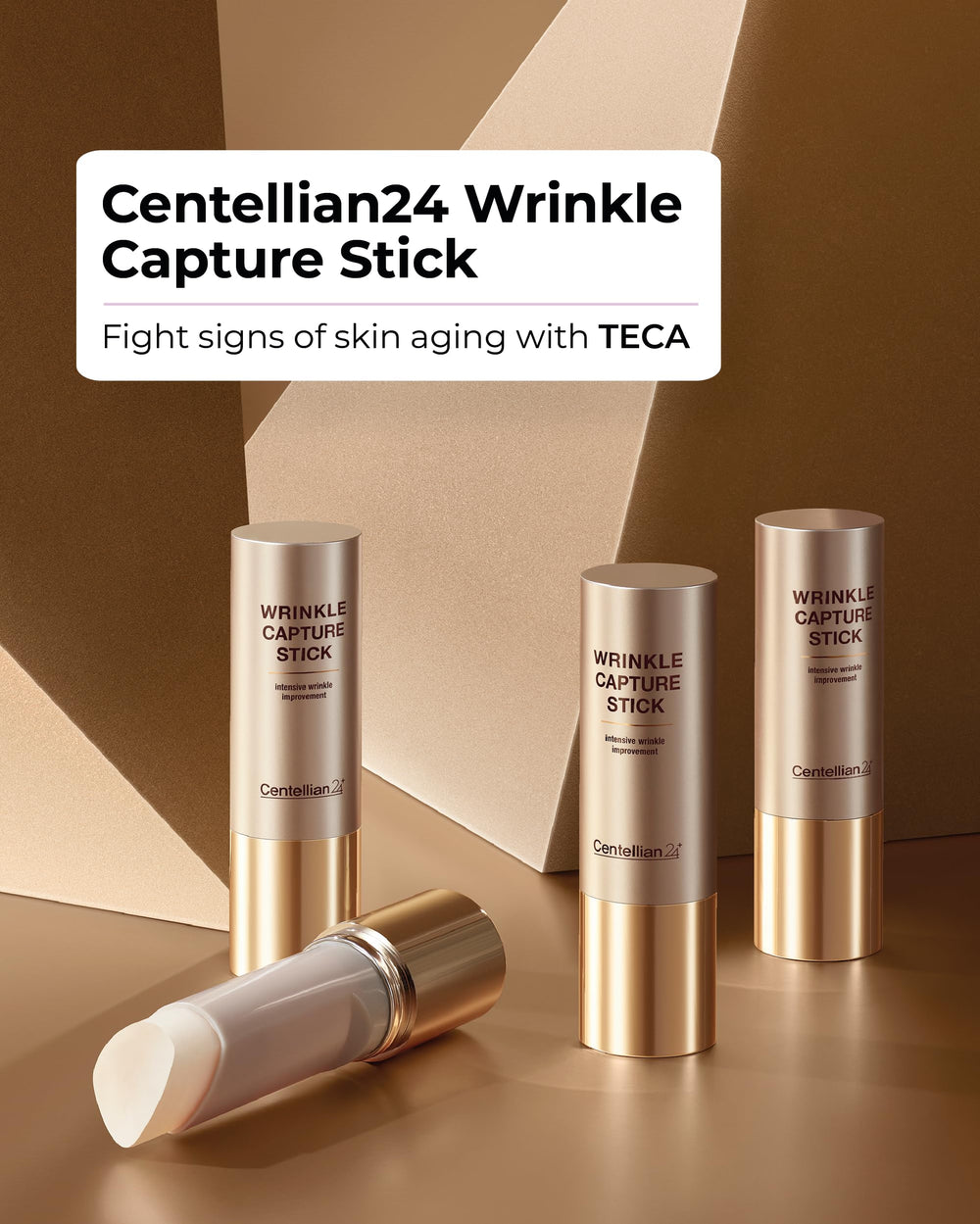 CENTELLIAN 24 Madeca Wrinkle Capture Stick applied around eye contours for hydration