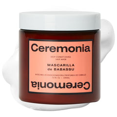 Ceremonia deep-conditioning mask jar close-up highlights rich moisture for dry hair
