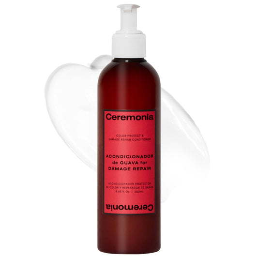 Ceremonia Guava Protect & Repair conditioner bottle front with reparative benefits for damaged hair