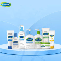 Cetaphil Gentle Skin Cleanser on mirror shelf, simple face cleansing ritual.