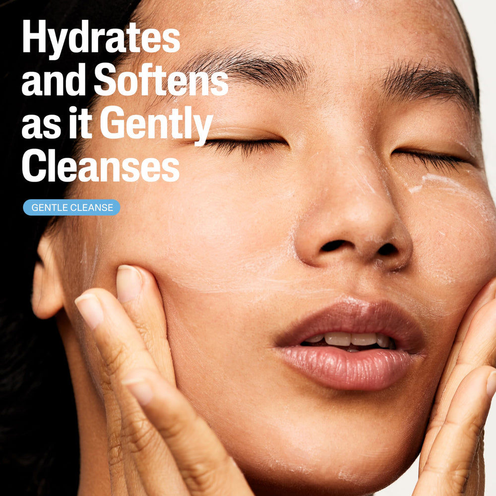 Hydration-focused panel illustrates 48 hours of moisture after cleansing.