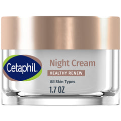 Cetaphil Healthy Renew Night Cream bottle on a bathroom shelf for evening hydration
