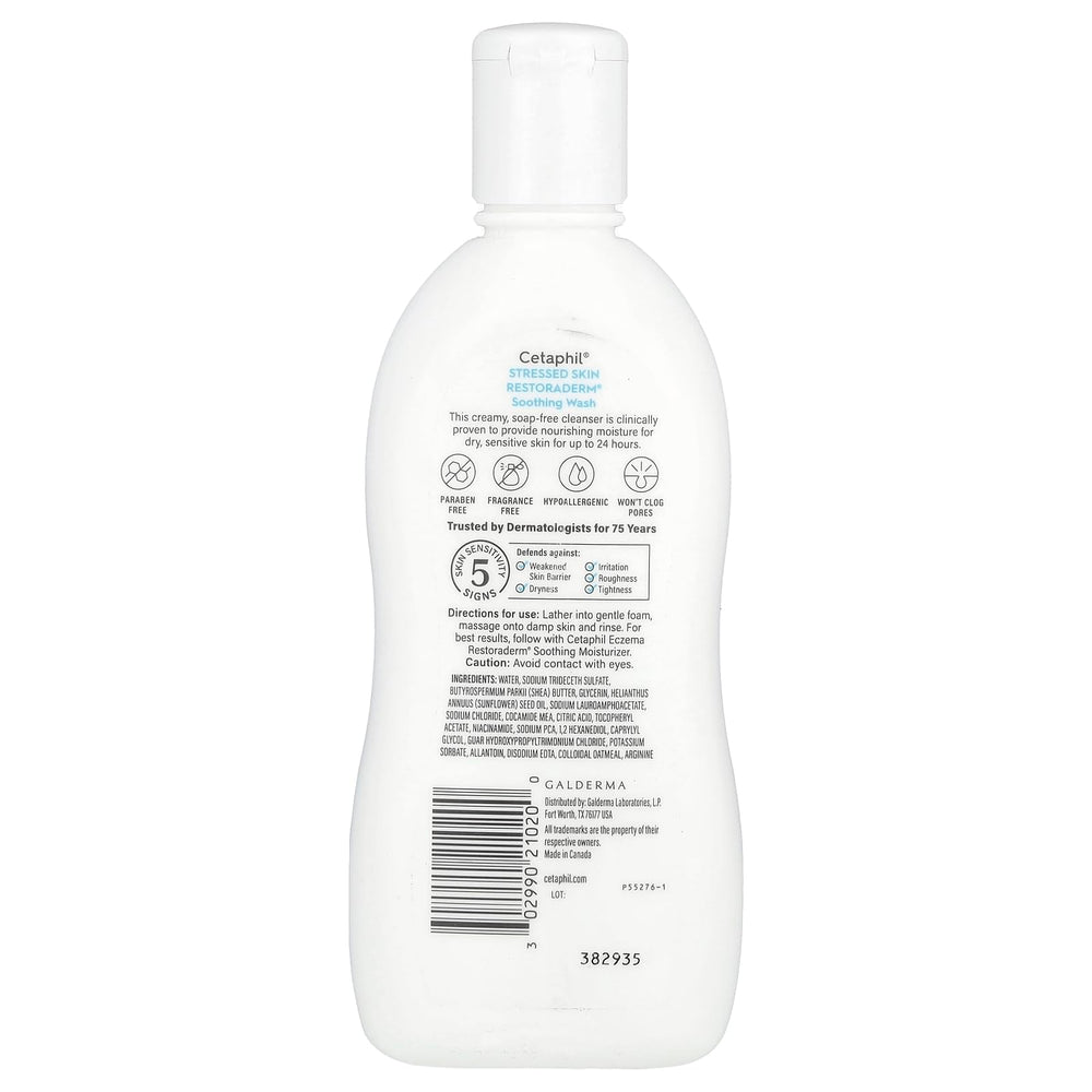 Cetaphil Pro Soothing Wash creamy texture shown for moisturized cleansing without soap.
