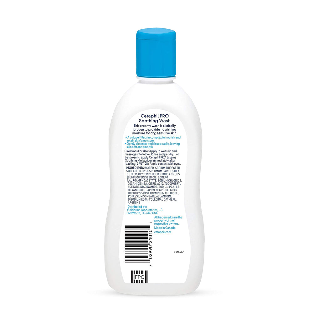 Cetaphil Restoraderm Soothing Wash hypoallergenic formula suitable for sensitive skin.
