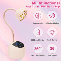 CGBE 12-LED beads lamp, 365/405 nm, for even curing of gel nails.