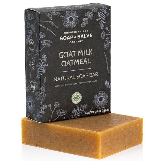 Chagrin Valley Goat Milk Oatmeal Soap Bar for gentle cleansing on dry skin.