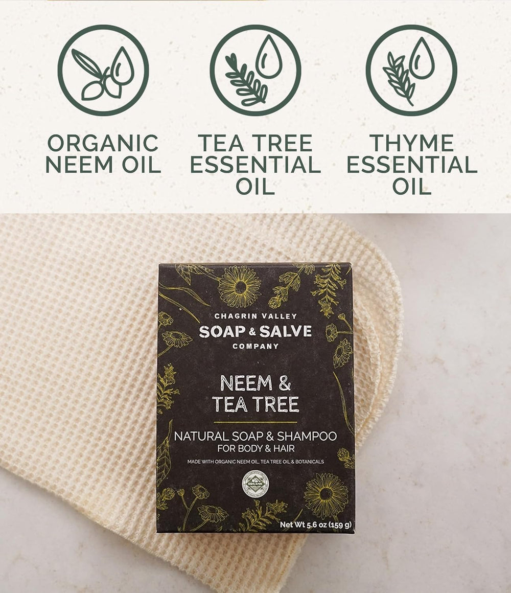 Neem-oil detail emphasizes natural ingredients that support sensitive skin.