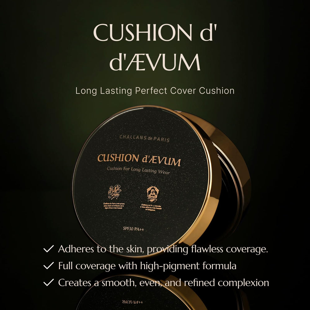 CHALLANS DE Paris cushion puff close-up indicating easy application and blending