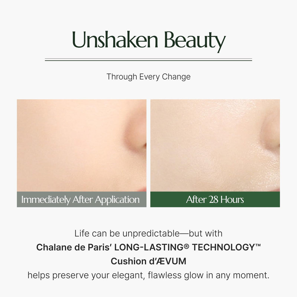 CHALLANS DE Paris Cushion Ævum foundation swirled on skin for even coverage