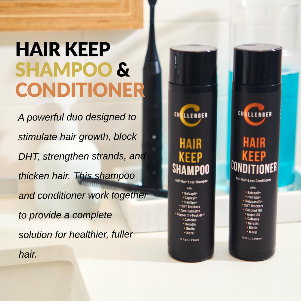 Challenger Hair Keep ingredients pack highlights Baicapil and Biotin