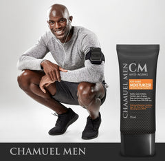 CHAMUEL MEN packaging box communicates vegan and cruelty-free credentials