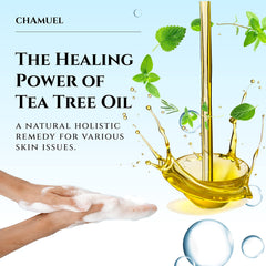 Chamuel Tea Tree Body Wash being poured for refreshing cleansing.