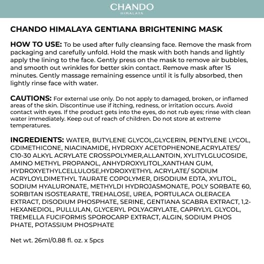 CHANDO HIMALAYA Gentiana Sheet Mask after-use glow on skin.