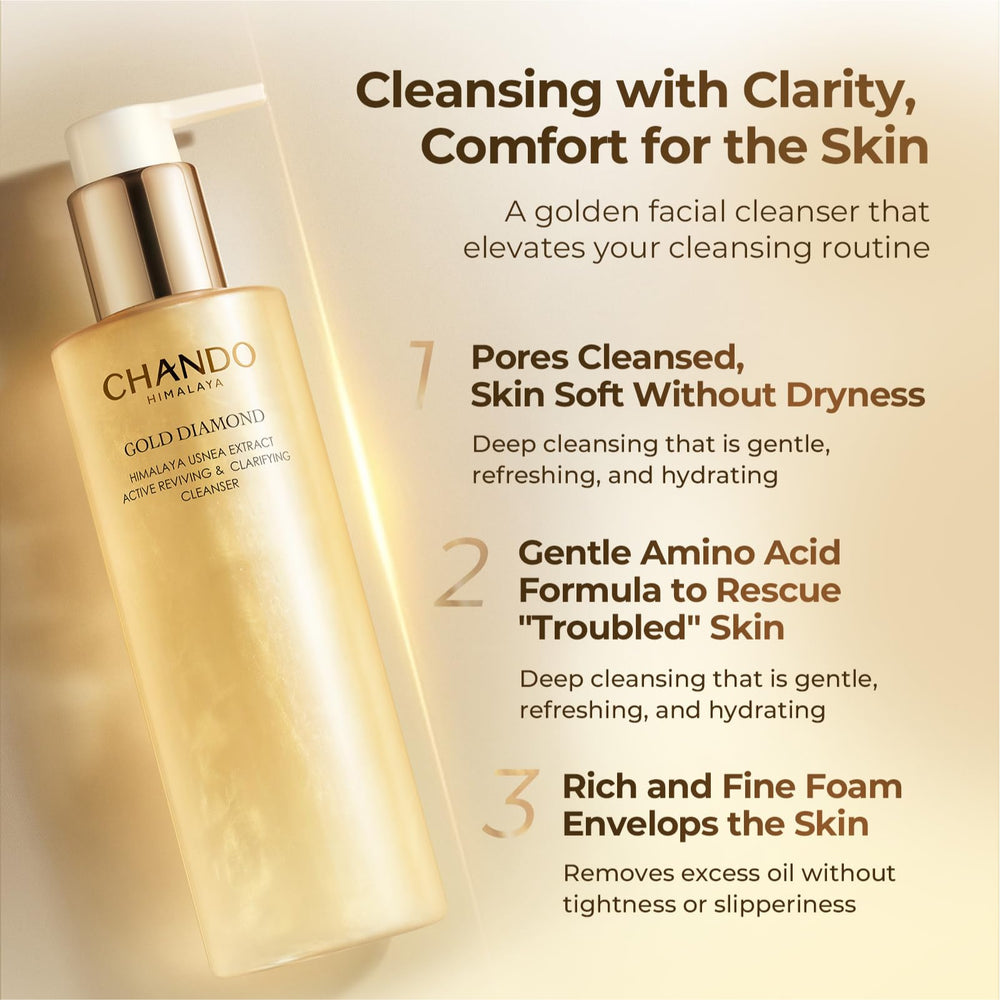 CHANDO HIMALAYA Gold Diamond Cleanser golden texture forming luxurious lather