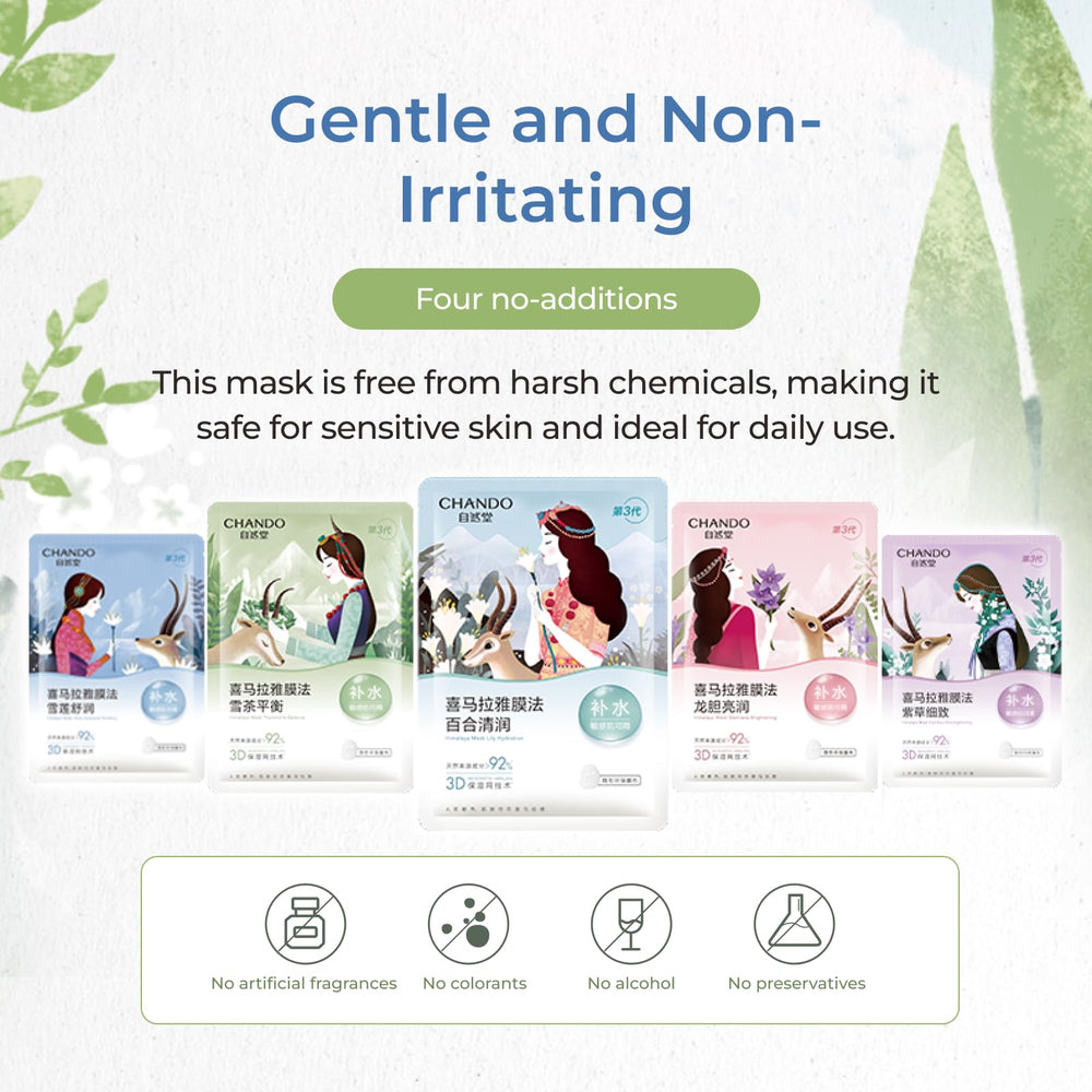 CHANDO HIMALAYA Snow Saussurea Mask application provides soothing skincare moment