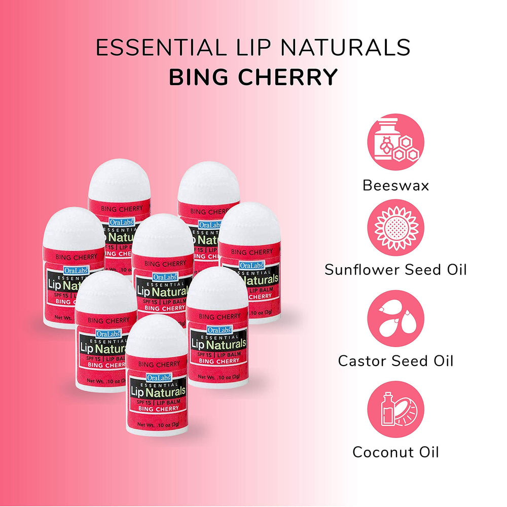 CHAP-ICE Lip Naturals Bing Cherry balm highlights beeswax and coconut oil