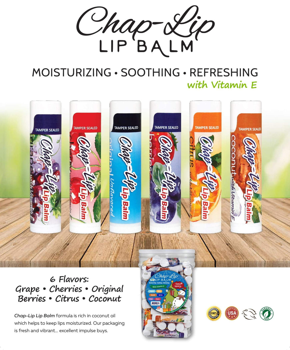 Chap-Lip Vitamin E Lip Balm holiday jar lifestyle shot for gifting.