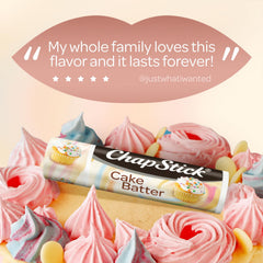 Pocket-sized ChapStick Cake Batter tubes for carry and share moisture