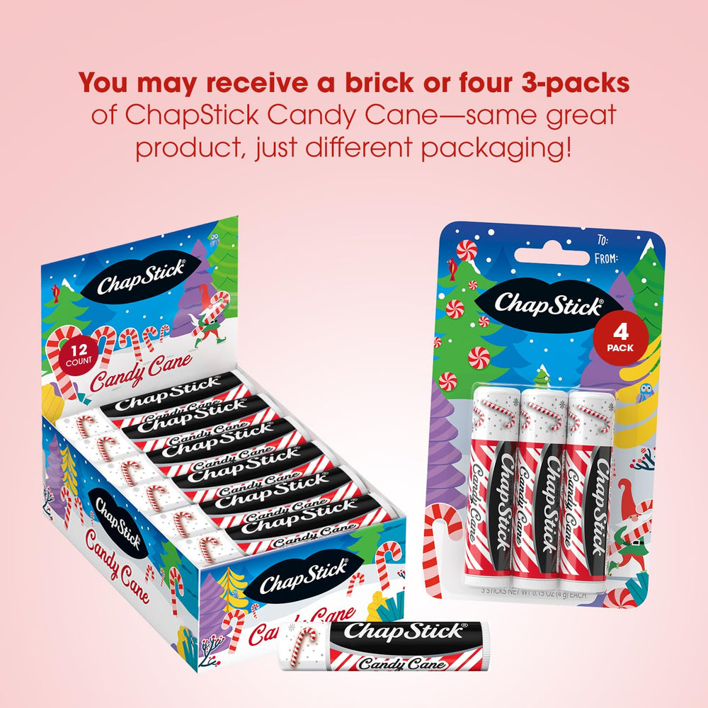 ChapStick Candy Cane bulk sticks arranged in a display.