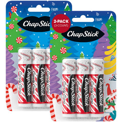 ChapStick Candy Cane lip balm twist with minty moisture for dry lips.